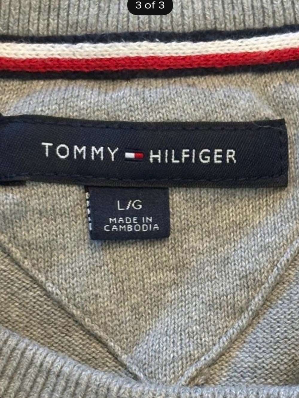 Tommy Hilfiger Men's Light Gray Crewneck Sweater size Large - Picture 3 of 3